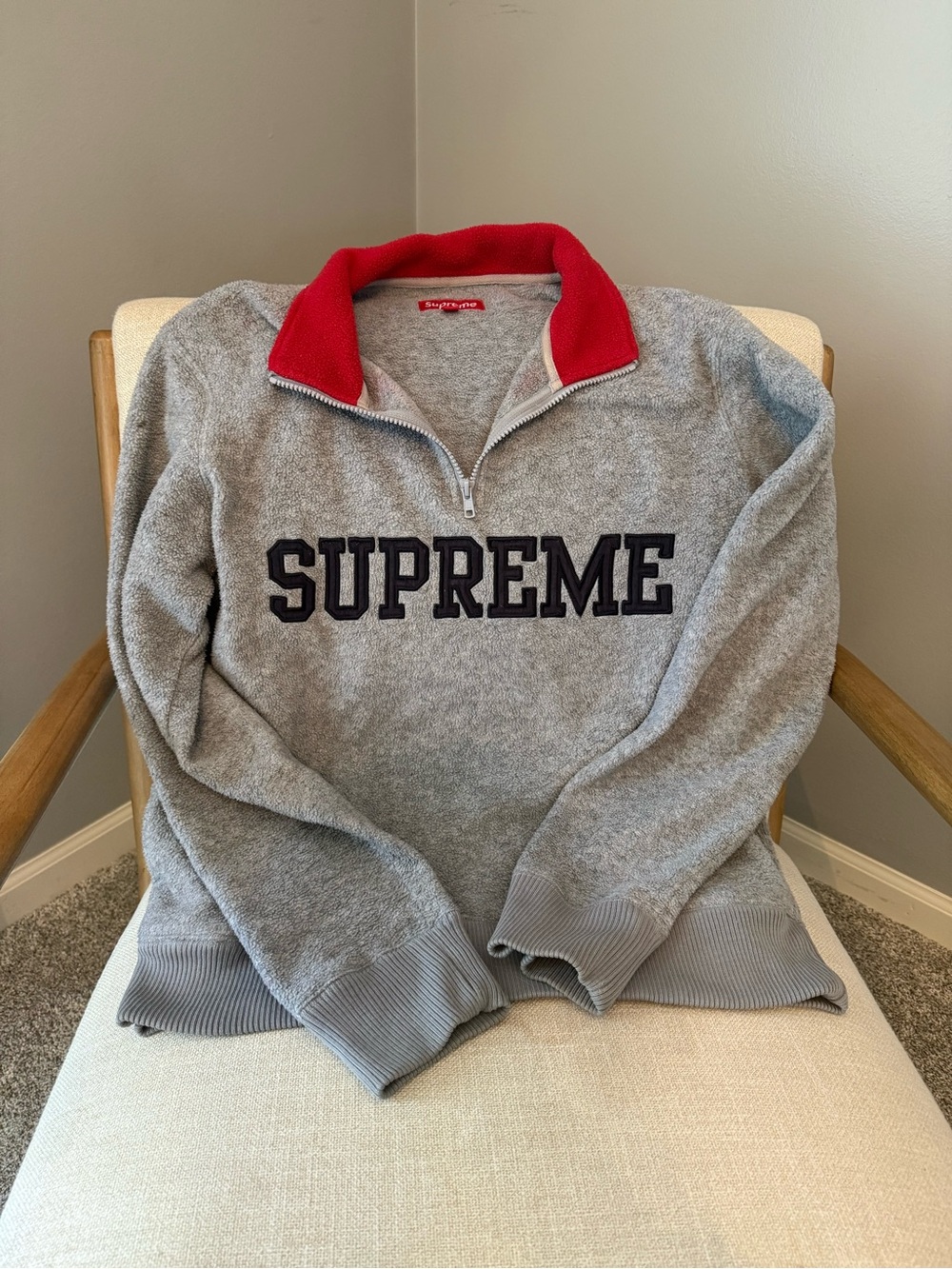 Rare 2011 Supreme x Polartec Men's Gray Quarter-Zip Pullover